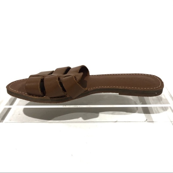 Madewell The Boardwalk Fisherman Slide Mule Flat Tan Leather Sandals Size 6.5 - Picture 7 of 10